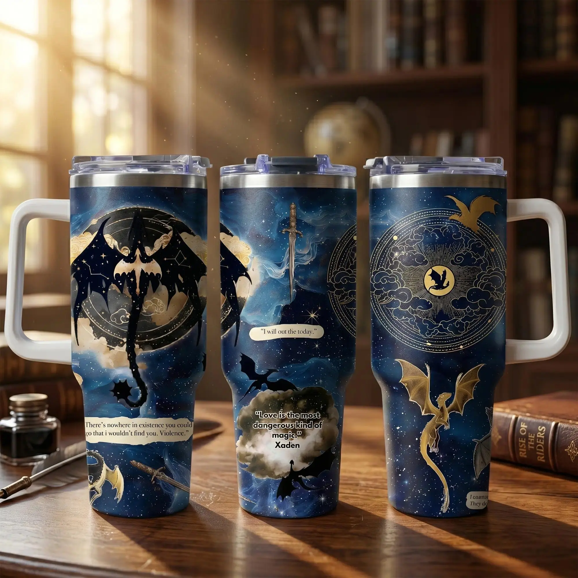 40oz Fourth Wing Stainless Steel Insulated Flask - Dragon Fantasy Drinkware with Handle, Basgiath War College Beverage Tumbler, Gift for Book Lovers (Temperature Resistance Feature), Flasks, Insulation