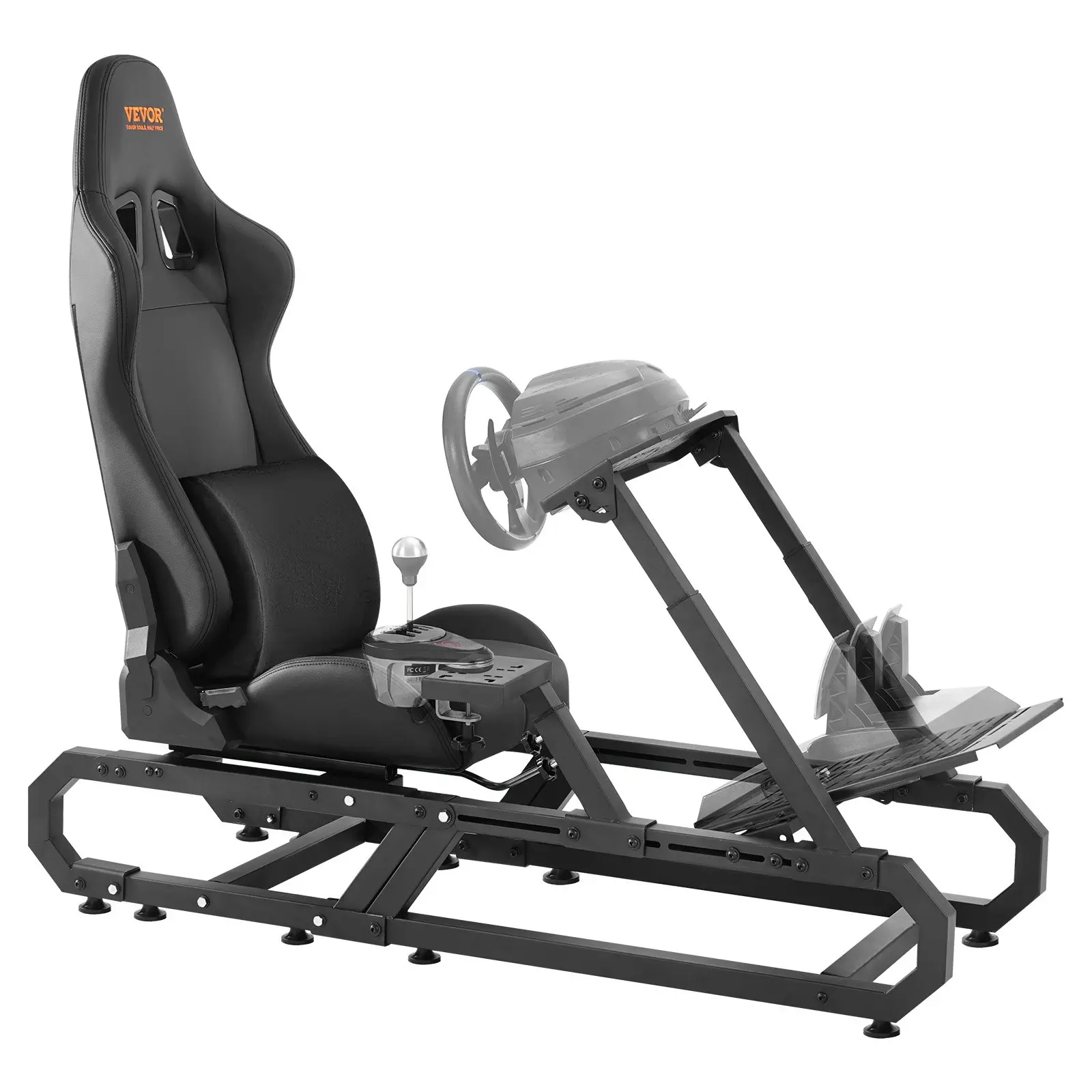 VEVOR HC-SE05 Heavy-Duty Steel Frame Racing Wheel Stand - Compatible with Logitech G923/G920/G29, Thrustmaster T248P, Welded Joints, Adjustable Height & Foot Pedal Angle, 330 LBS Max Load Compact Bracket for Driving Simulator Home Training Games,sohochic