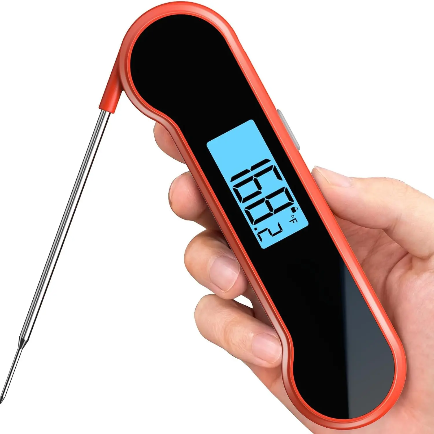Red Digital Instant Read Meat Thermometer, 0.5 Sec Ultra Fast Reading with ±0.5 ℉   High Precision, Waterproof Food Cooking Thermometer, Kitchen Accessory for Oven, Grill, BBQ, Candy Making, Perfect Birthday Gift for Dad, Him & Men