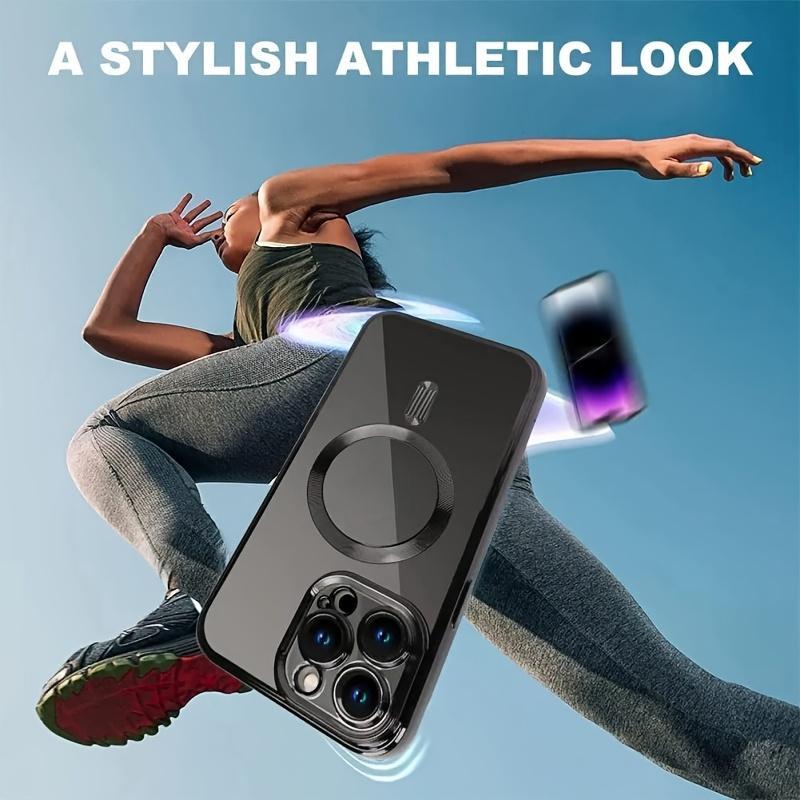 For iPhone Magnetic Electroplated Case - Transparent with Camera Lens Protection Glass and Wireless Charger Cover for 17 Pro Max 17 Air ,15, 14, 16, 13, 12, 11 Pro Max Shockproof Casing