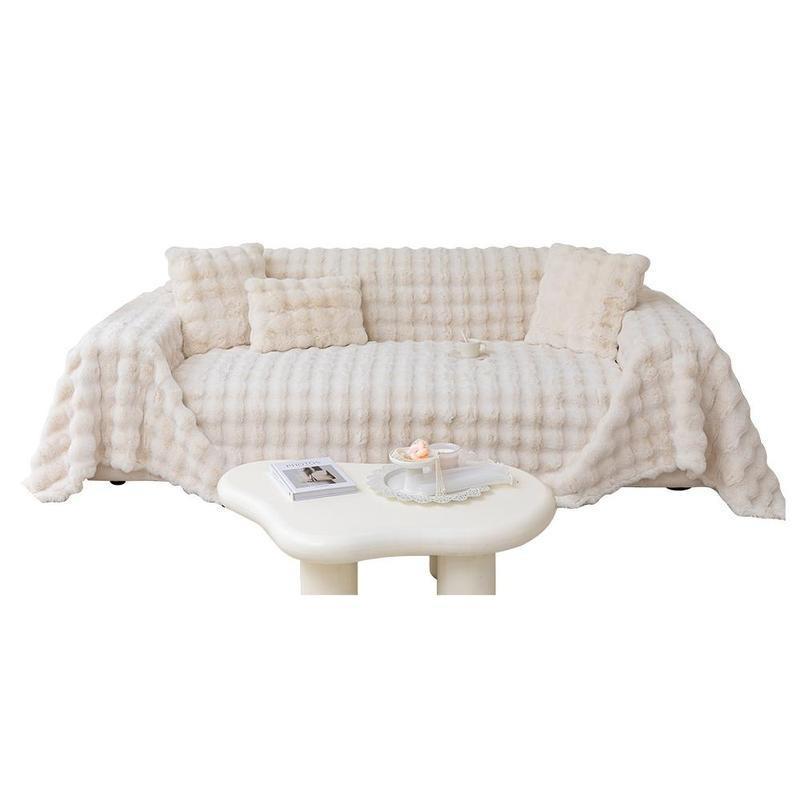 Solid Color Faux Fur Sofa Cover, 1 Count Soft Comfortable Sofa Slipcover, Couch Covers, Couch Protector for Home Living Room Bedroom Hotel Dormitory, Sofa Cushion Cover, Durable Cushions