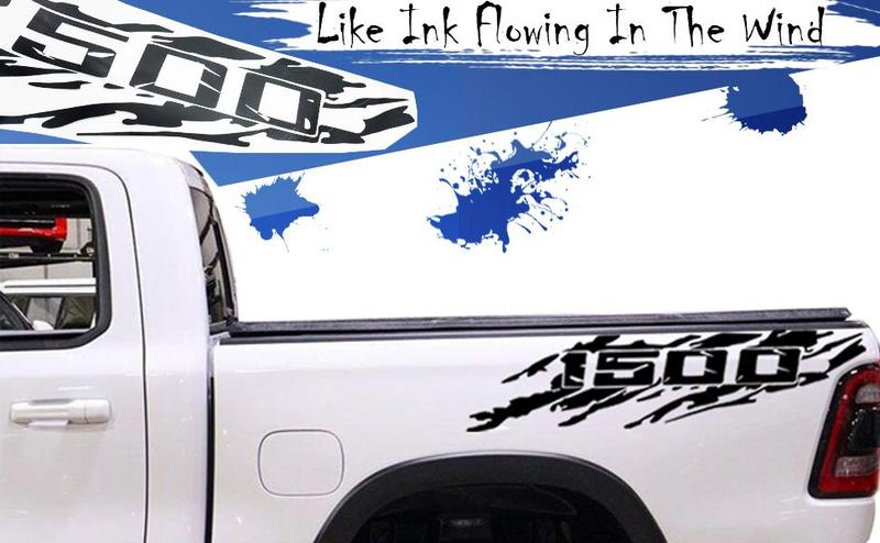 2pcs Pickup Bed Side Speckled Ink Decals Waterproof Graphics Vinyl Car Sticker for Dodge Ram 1500