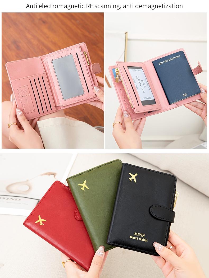 Creative Airplane Pattern Travel Passport Holder with Zipper bag RFID Blocking Passport Protective Bag Document Cover Minimalist Solid Color Business Trip Essential Passport  Wallet Lightweight Portable Travel Wallet Multi-Functional Card Holder Passport