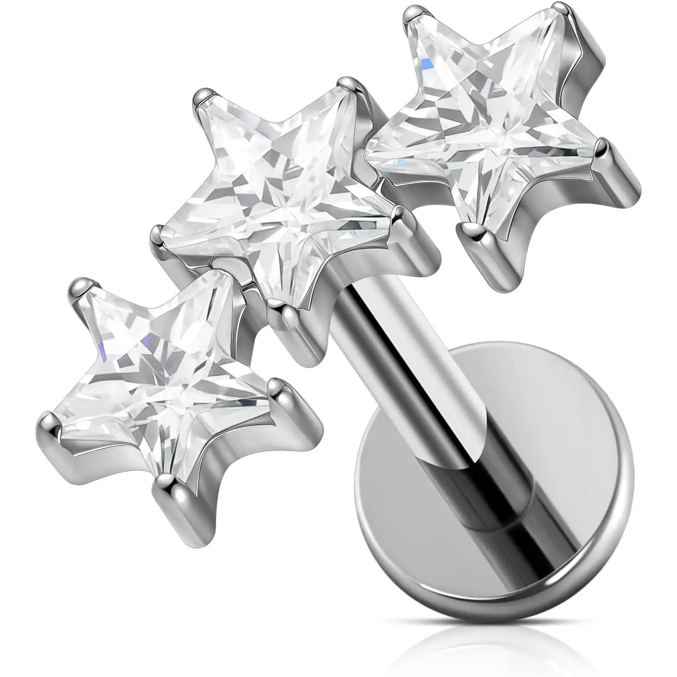 Helix   16G 6mm 8mm - ASTM F136 Titanium Triple Cluster Cartilage Earring, Screw  Flatback Stud
