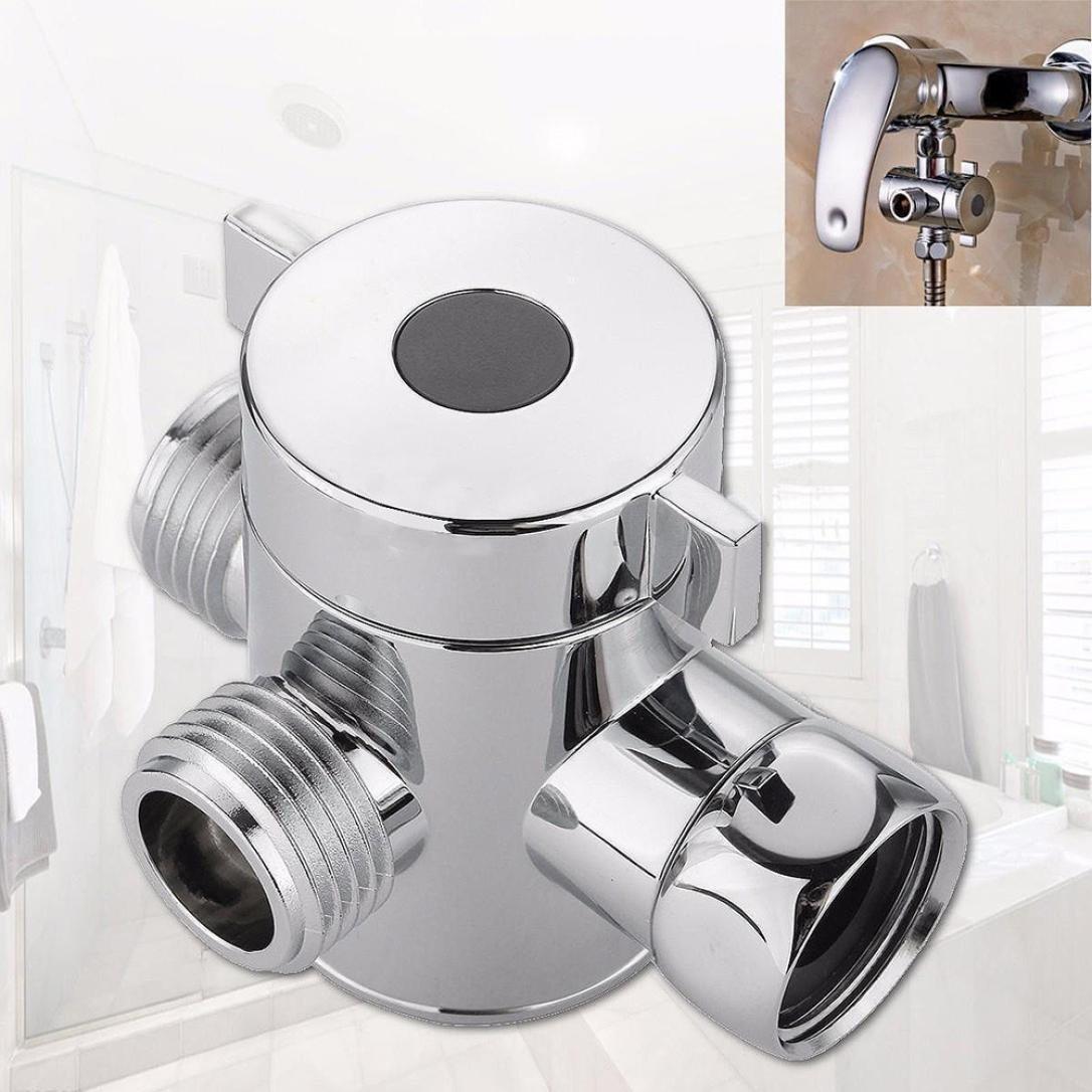 Bathroom 3-Way Diverter Socket - Faucet, Overhead Shower, and Shower Arm 3-Way Splitter & Mounting Adapter