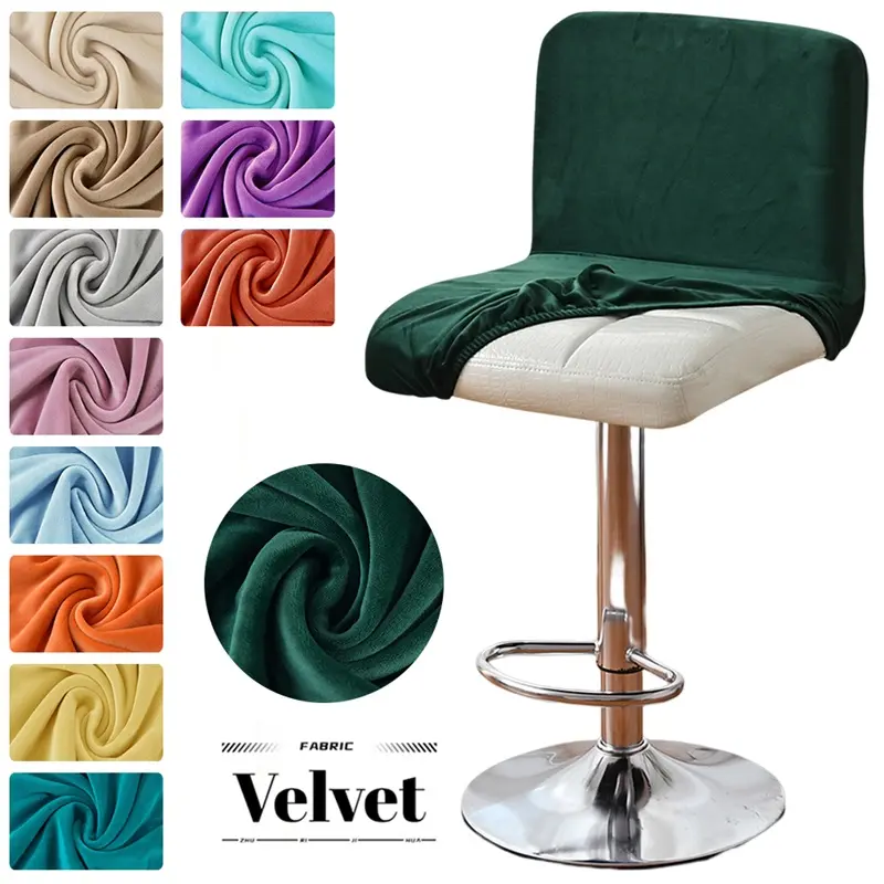 6Pieces Super Velvet Short Back Chair Cover Stretch Bar Stool Chair Cover for Dining Room Hotel Banquet Club Home Decor Washable Chair Slipcovers