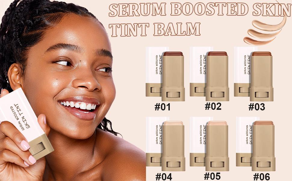Beauty Balm Serum Boosted Skin Tint, Foundation Stick, Tinted Moisturizer, Concealer Stick for Foundation Makeup, Full Coverage Foundation, Contour Sticks for Face Makeup, Radiant & Dewy Finish (#03)