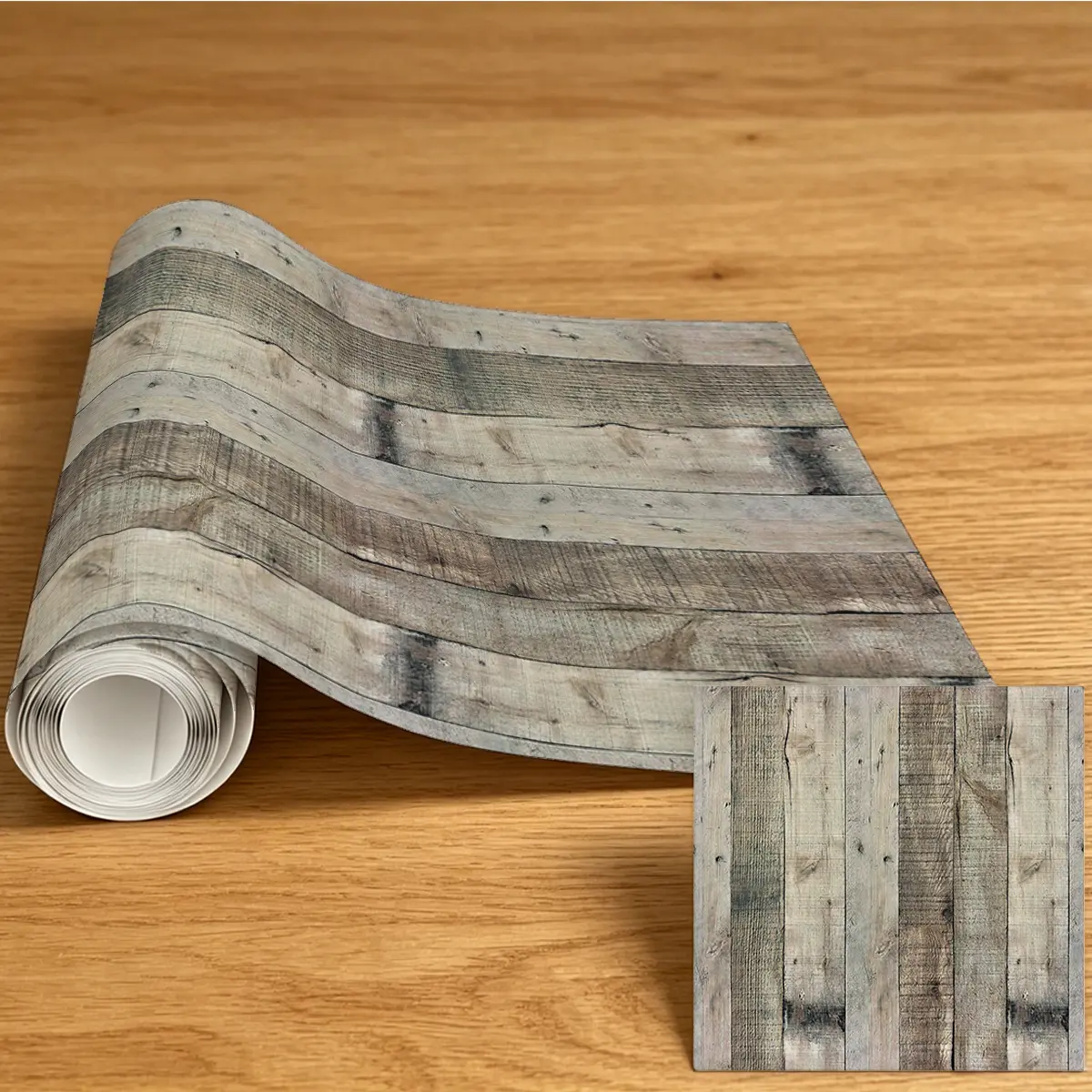 Rustic Wood Plank Self Adhesive Wallpaper, Waterproof PVC Peel and Stick Wall Paper