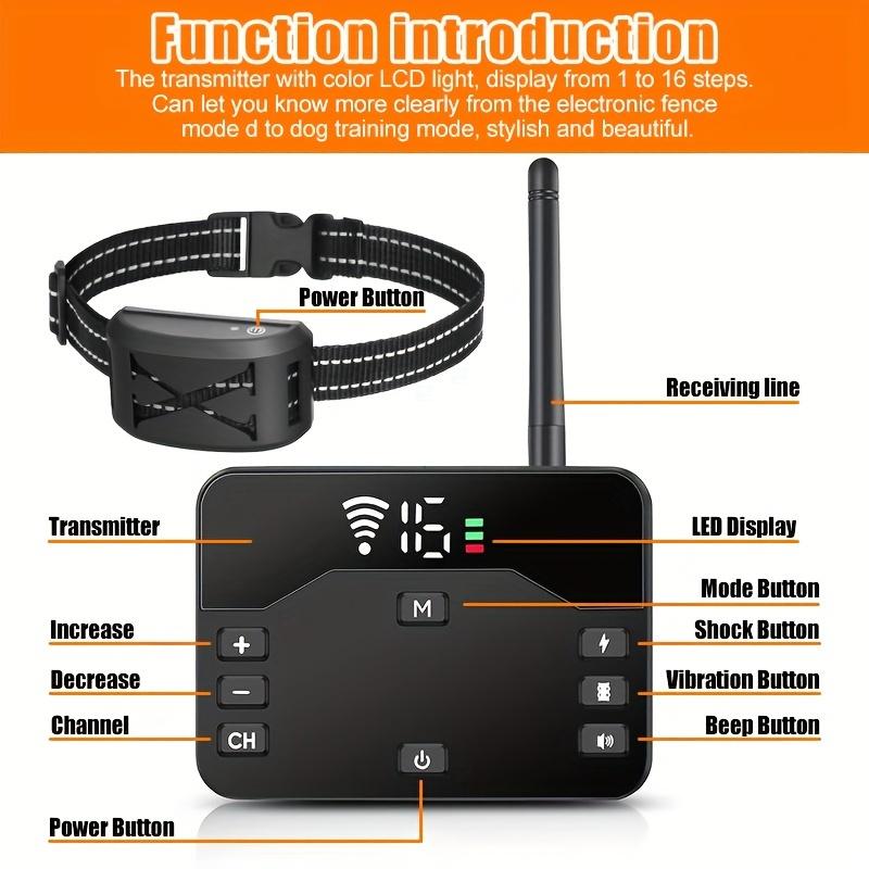 Wireless Dog Fence System/Receiver, 2 In 1 Wireless Dog Fence&Training Collar, Remote Wireless Dog Boundary Containment System, Dogs Training Collar