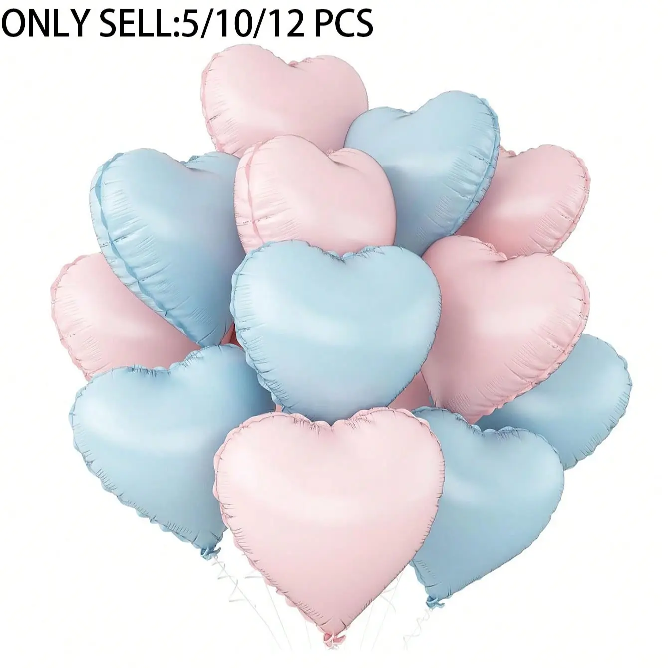 12/10/5 Pack Blue Heart Balloons, Baby Blue Aluminum Foil Balloons, 18 Inch Helium Balloons for Baby Parties, Birthdays, Weddings