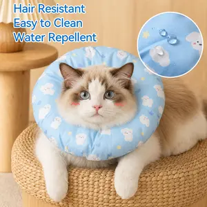 Adorable Cloud Pet Recovery Collar for Cats and Dogs, Soft Plush Protective Cone Alternative, Anti Lick Recovery Neck Pillow, Water-Resistant Easy Care Fabric, Durable Hair-Resistant Pet Accessory for Surgery Recovery, Daily Wear and Photos