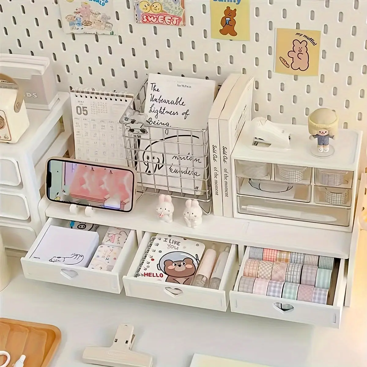 One desktop computer heightening stand, student dormitory desk storage rack, multi-layer storage cabinet, ins desktop drawer storage rack