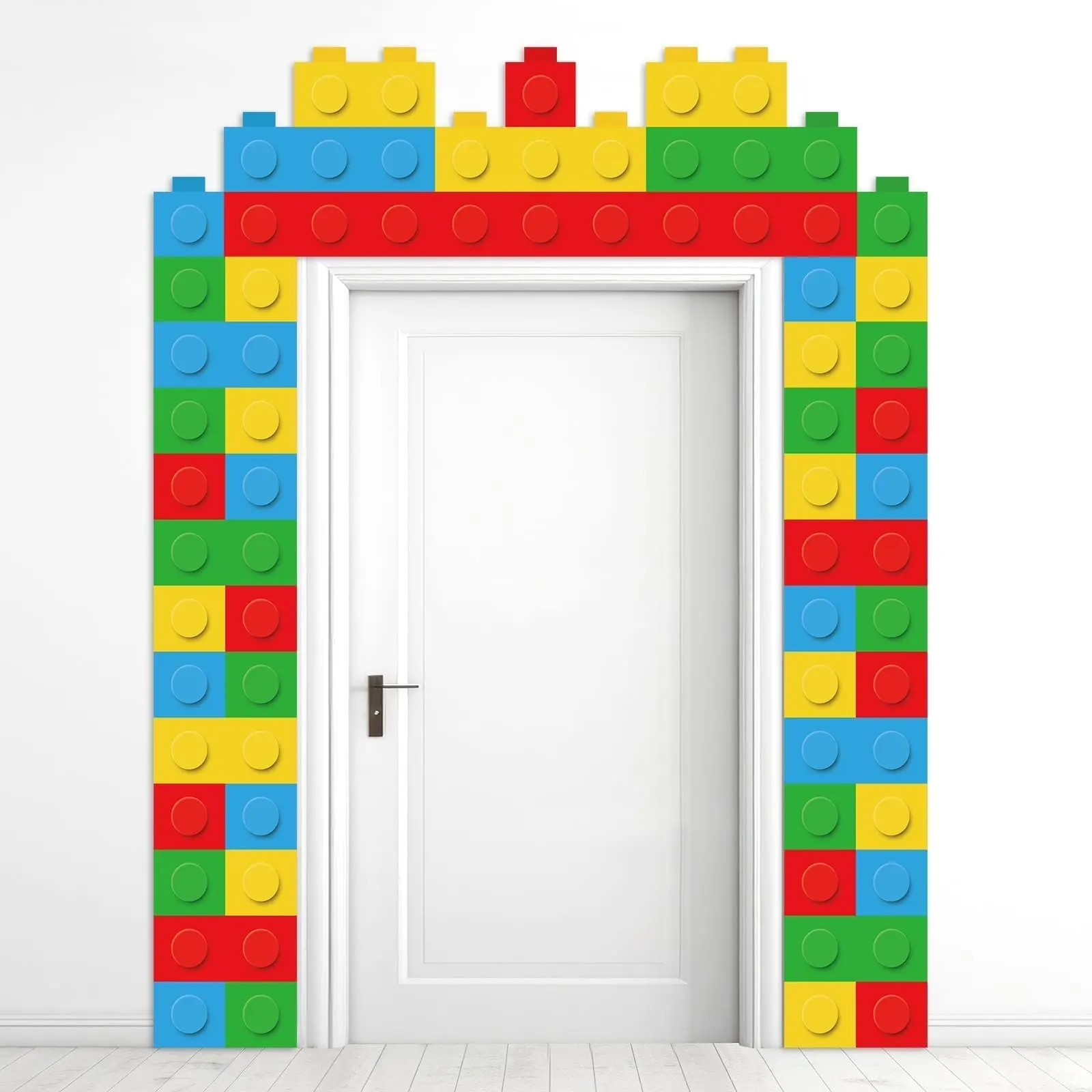 2D Flat 3-Piece Block Door Decor, Colorful Building Brick Banner, Party Decoration, Homecoming Theme, Porch Sign Background