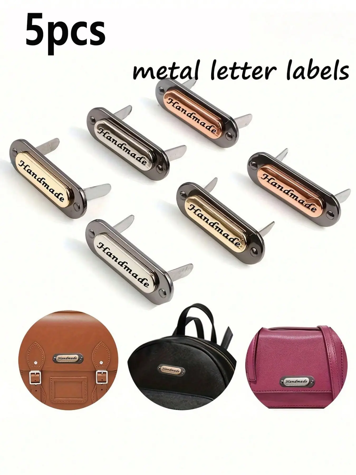 5 Customizable Metal Letter Tags, Ideal for DIY Crafts, Bag Accessories, Clothing Decor, Multiple Colors Available, Charms for Bags