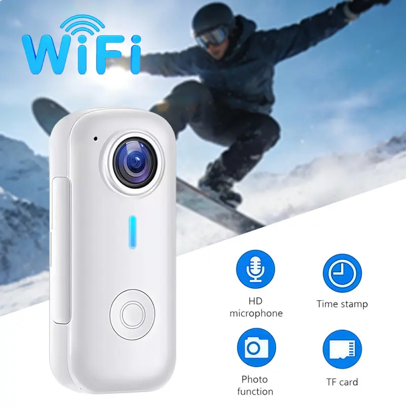 Wearable Body HD Camera Portable Magnetic Clip On Action Camera With WiFi Connection to Phone PC Loop Playback Photo Video Mode Lightweight Recorder Suitable for All Kinds of Outdoor Sports Travel Daily Documentation