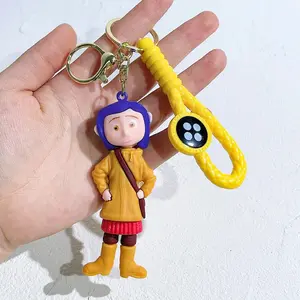 3pcs Caroline Anime Keychain Cute Character Keyring for Car Keys Bags, Kawaii Pendant Gift for Family & Friends Birthday Present