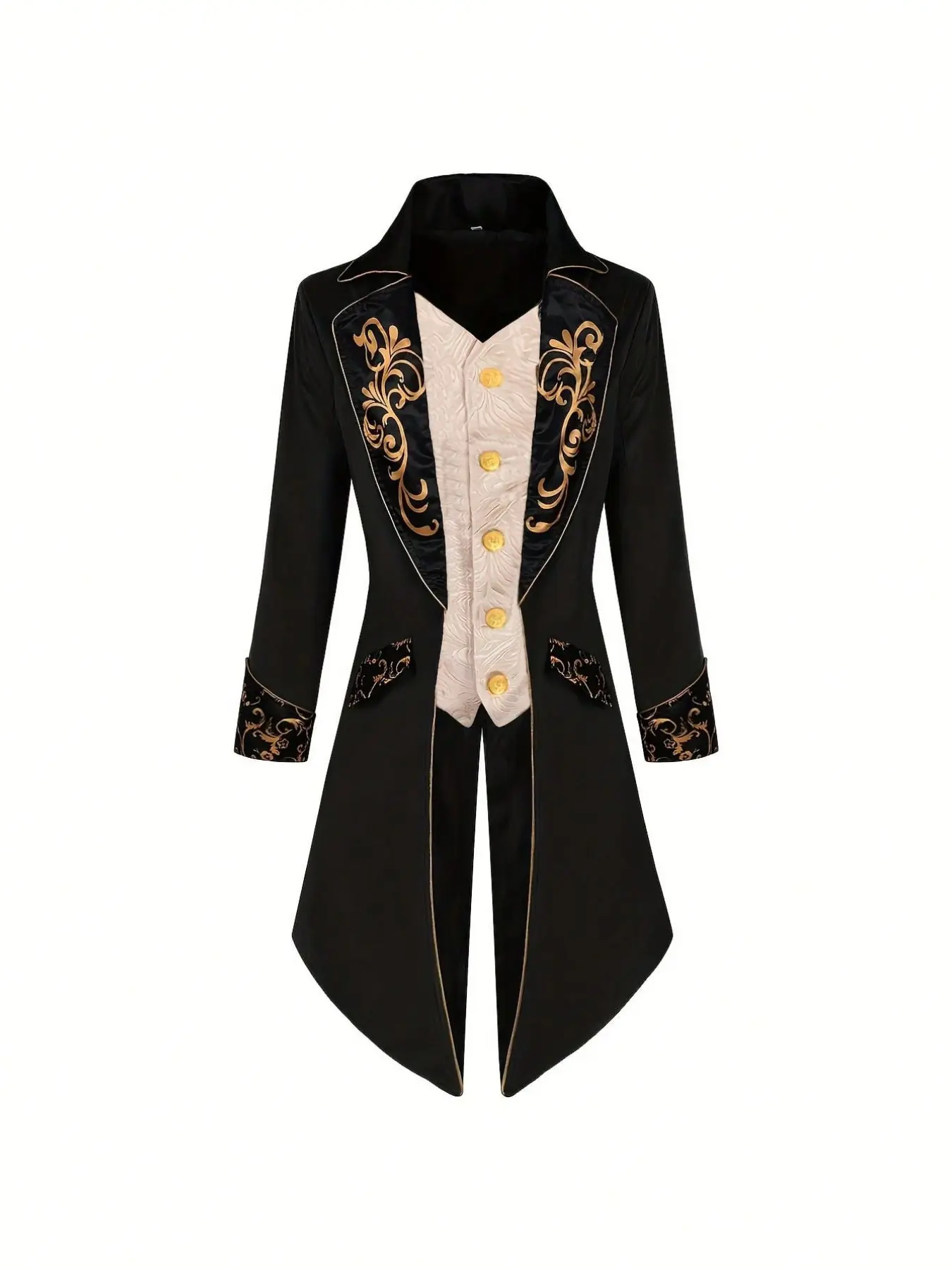 Men's Steam Punk Medieval Jacket, Embroidered Tailcoat Outerwear, Halloween Stage Performance Cosplay Costume, European and American Style