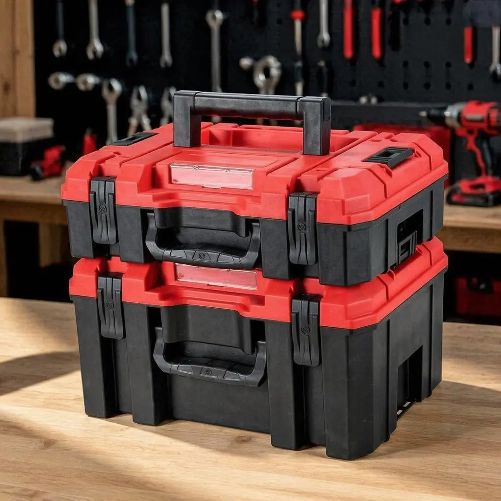 Stackable Multifunctional Tool Set, Layered Storage Box, Reinforced Hardware Organizer, Ideal for Garage and Workshop, Durable Edge Design