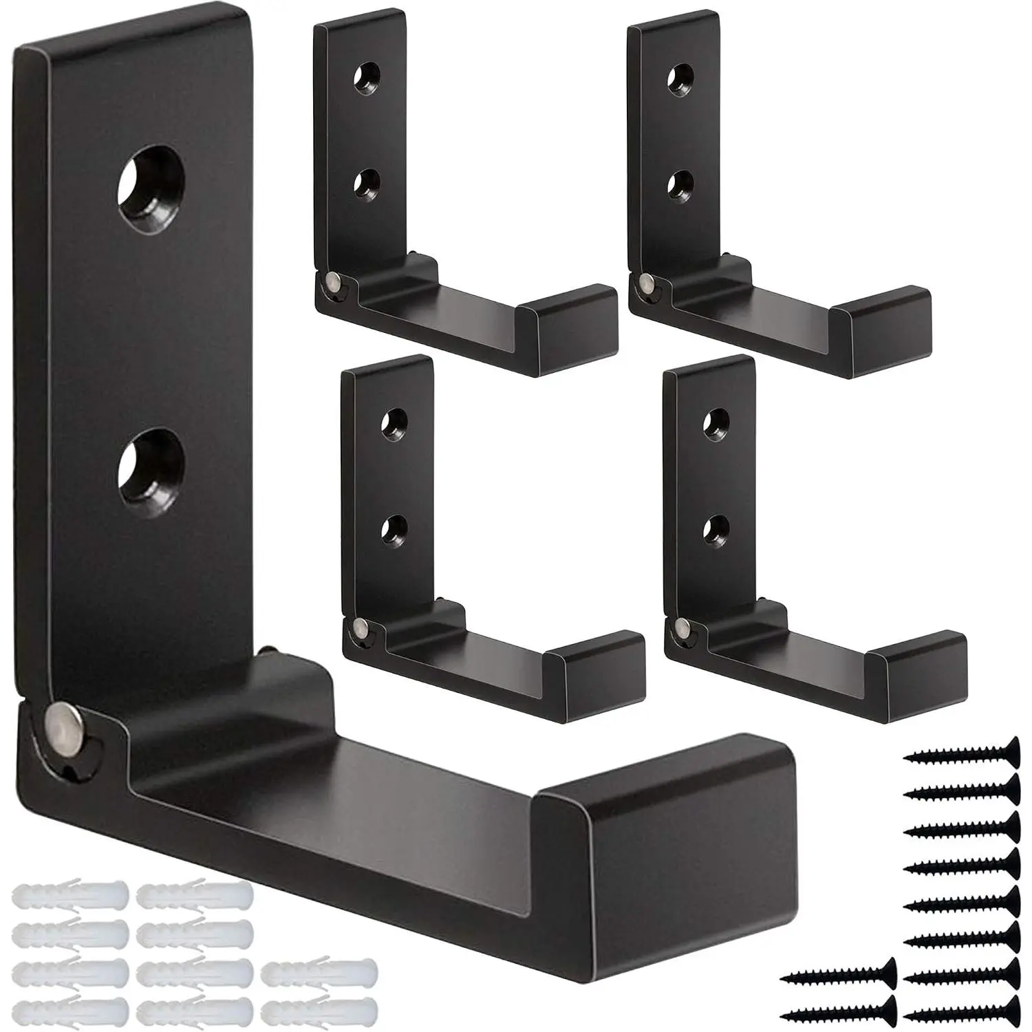 5Pcs Compact Foldable Coat Hooks - Heavy-Duty Aluminum Alloy Farmhouse Home Decor Wall-Mounted Hooks with Screws for Coat Hanging, Bags, Fitness Equipment (No Rust, Multi-Use Holder)