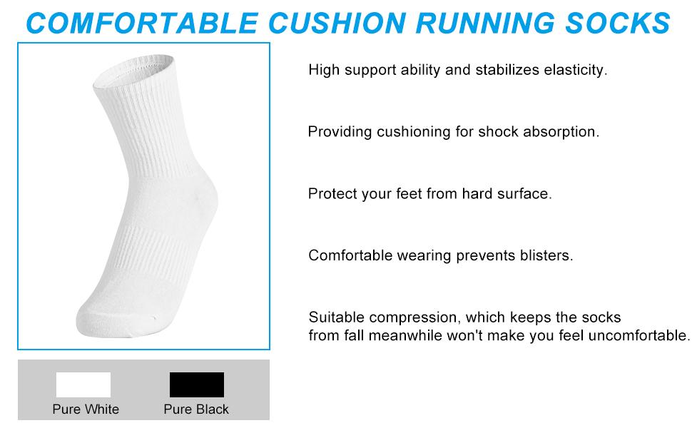 6 Pairs Crew Socks for Women & Men, Cushioned Cotton Athletic Socks, Soft Breathable Long Socks for Running, Hiking & Daily Wear outdoor summer