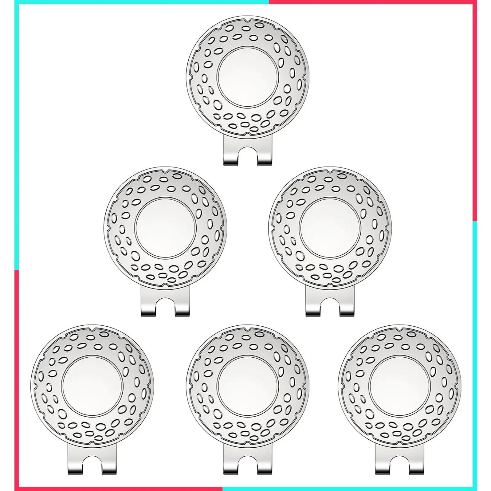 Magnetic Golf Ball Marker Hat Clip Cap Holder - Professional Golf Training Aid Accessories, 6 Pieces (Golf Ball Markers Not Included)