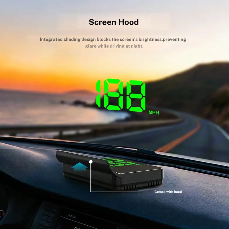 KUOWEIHUD K1 GPS HUD Speedometer for Cars & Motorcycles, Universal Heads Up Display for Cars, GPS Odometer HUD, Speed+Distance Duo, Large MPH Display, Auto Brightness, USB Plug & Play, Green/White Auto Accessory