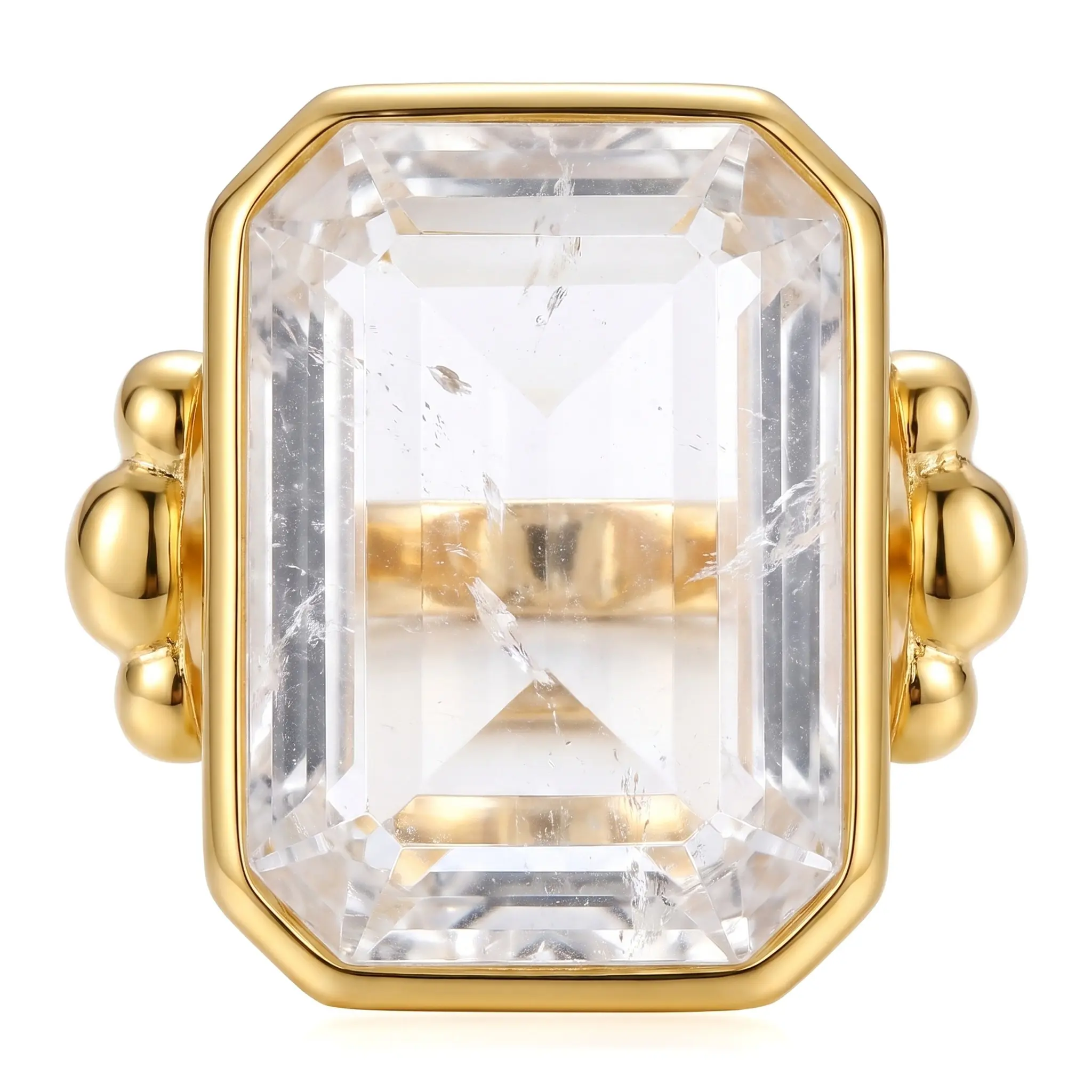 Vintage Sugar Cube Ring Geometric Stone Crystal Bold Style Electroplated Gold Silver Everyday Essential For Women