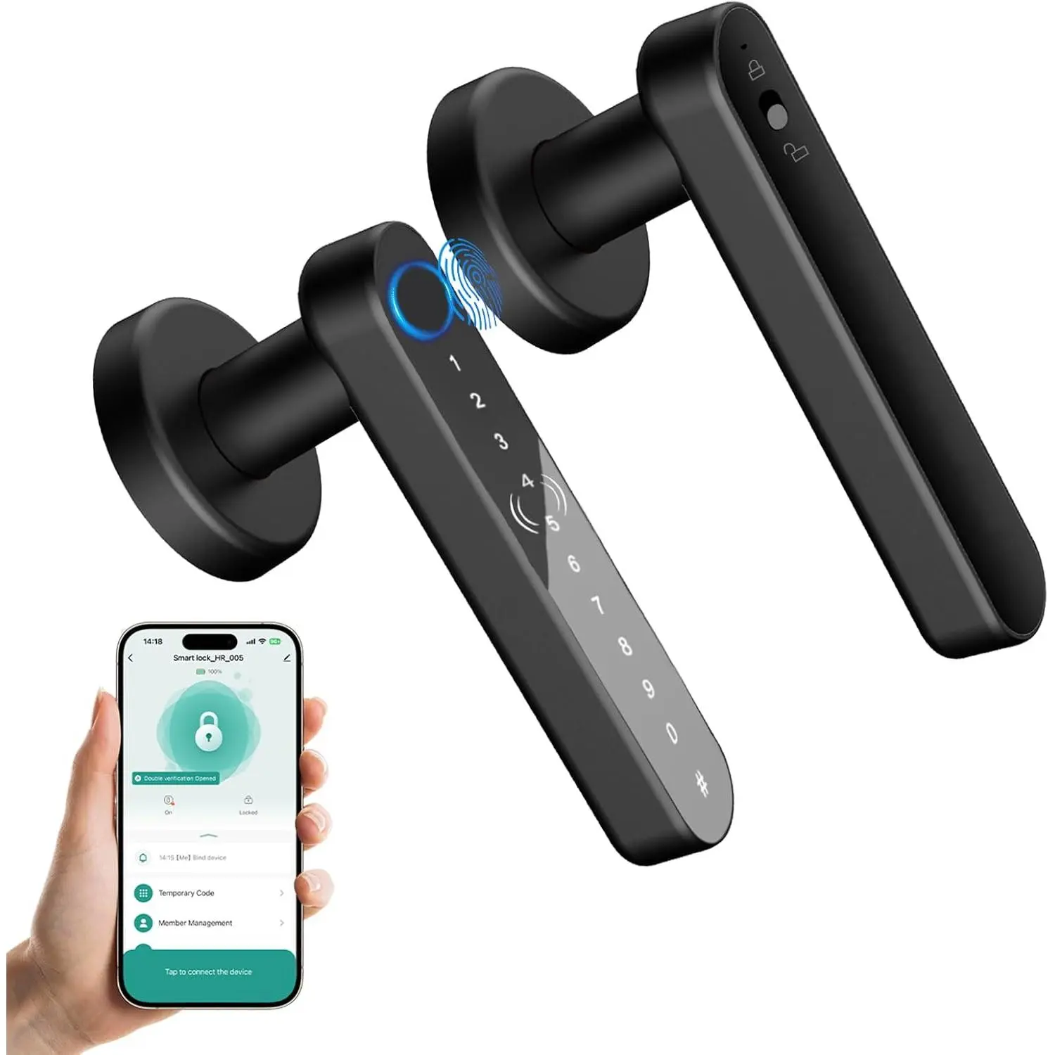 Door Knob with Keypad, Fingerprint Door Knob with App Control | Biometric  Keyless Entry Door Knob for Bedroom  Office Apartment, Access via /Code/App/Key