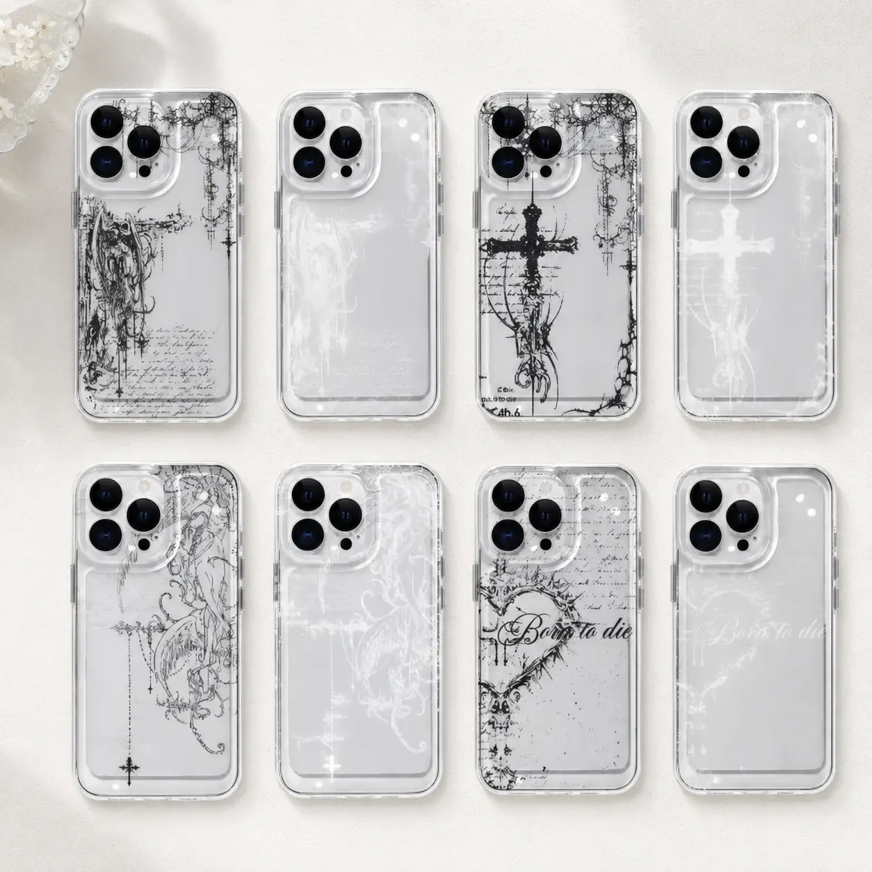 Transparent Shockproof Smartphone Cellphone Casing - Ins-Style Creative Full Coverage Anti-Fall Back Cover, Mobile Phone Accessories for iPhone 17/16/15/14/13/12 Pro Max Plus, Halloween/Birthday Gift with Stickers, Handheld