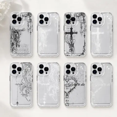 Transparent Shockproof iPhone Case with Integrated Stand, Ins-Style Full Coverage Back Cover, Heavy Duty Smartphone Casing for iPhone 18/17/16/15/14/13/12 Pro Max Plus, Cellphone Handheld Devices Accessory, Halloween/Birthday Gift with Stickers