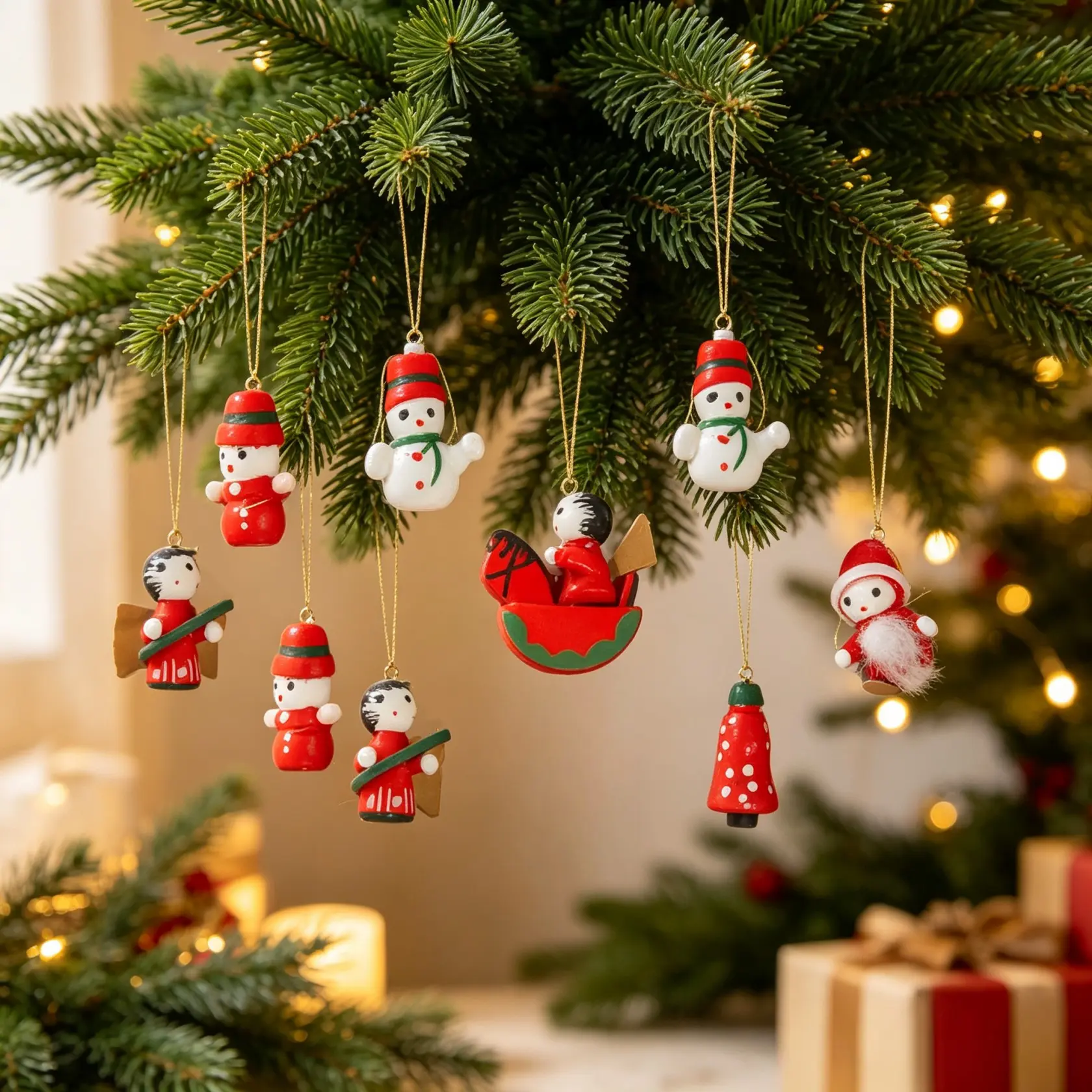 Christmas Tree Decorations Box Set, Santa Claus Snowman Angel Ornaments, Home Decor Hanging Gifts, Birthday Party Decor, Window Display