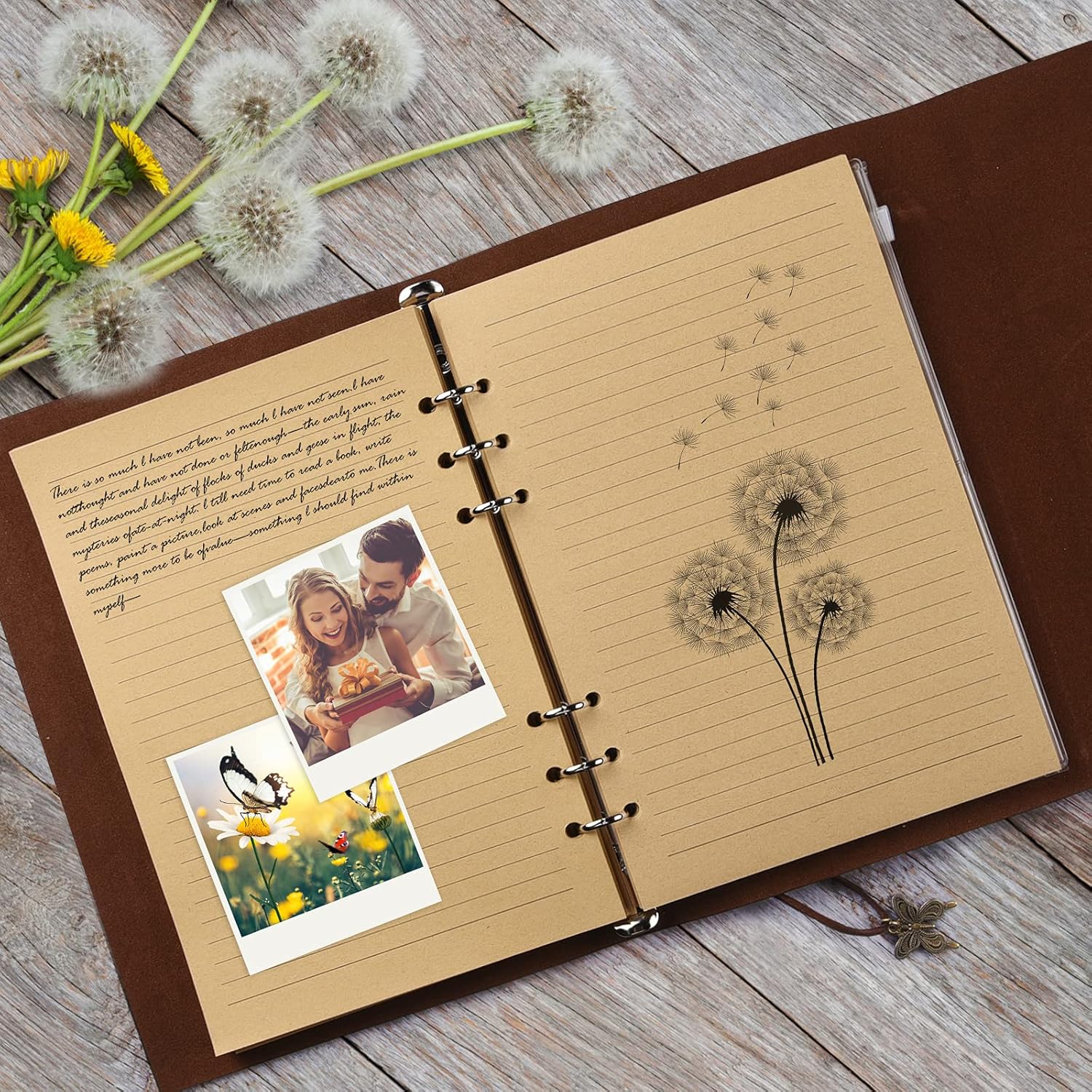 Leather Journal Notebook, Refillable Writing Journal Diary Planner, Gifts For Women,Men, Girls, Sister, Friends (, A5-9.3''x6.3'')