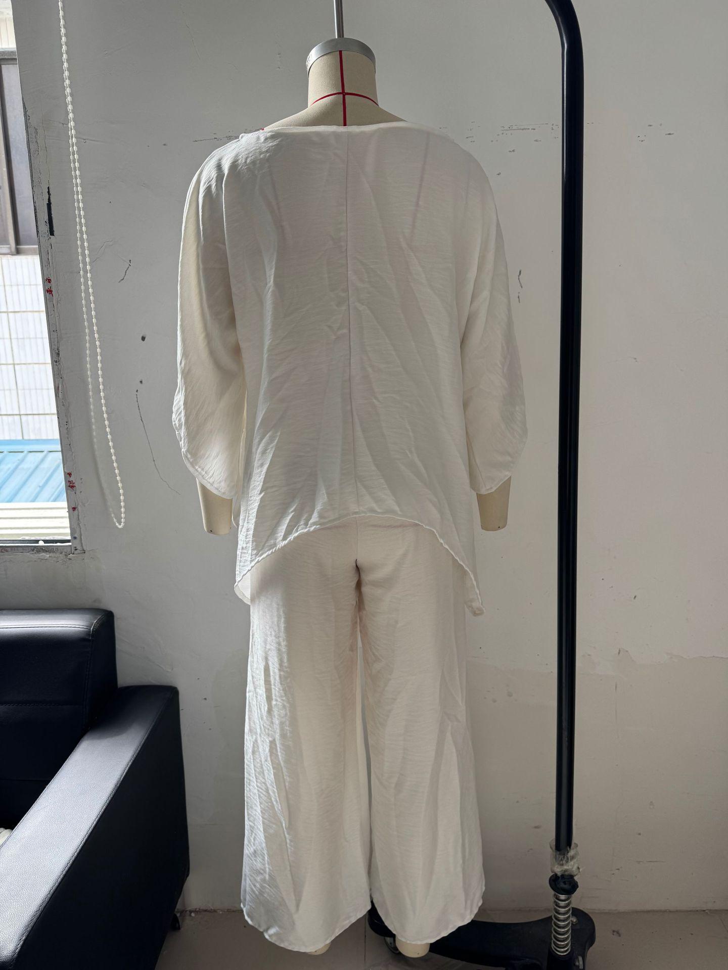 Boho Linen Two Piece Set - Perfect for Beach, Vacation & Brunch! Oversized Batwing Sleeve Top Wide Leg Pants Set TwoPieceSet  LinenSet  WideLegPants BatwingSleeve  SummerOutfit BohoFashion  CasualWear  Outfit of the Day  WomensFashion