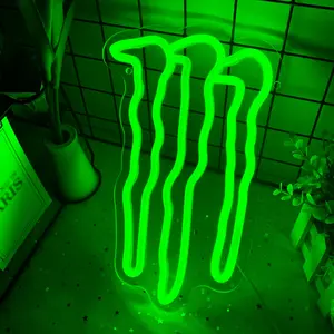Green Monster Neon Sign, Monster Claw Scratch Shaped Light up LED Sign, Powered by USB, Dimmable Wall Hanging Art Sign For Bedroom, Game Room, Teen Room, Man Cave, Game Studio Club, Bar Party, Gifts
