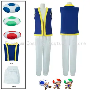 Kinopio Toad Cosplay Hat Adult Kids Costume Game Bros 2 Roleplay Fantasia Outfits Vest Pants Halloween Carnival Party Costumes