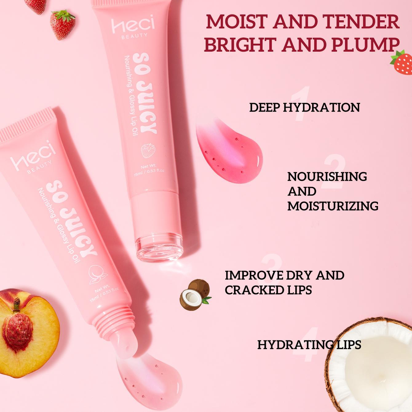 Moisturizing Lip Oil, Lip Treatment, 1 Count No-sticky Gloss Lip Balm, Fruit Flavored Lip Oil For Dry Lip's Moisturizing Hydrating And Nourishing, Christmas Gift