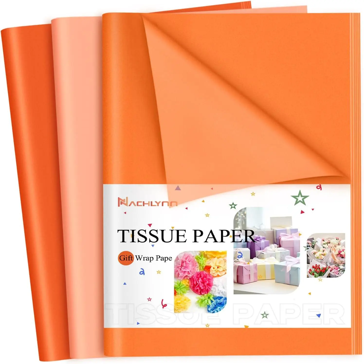 60 Sheets Orange-Color Tissue Paper Bulk, 14 x 20 inch  Wrapping Paper for Crafts, Wedding, Halloween, Thanksgiving