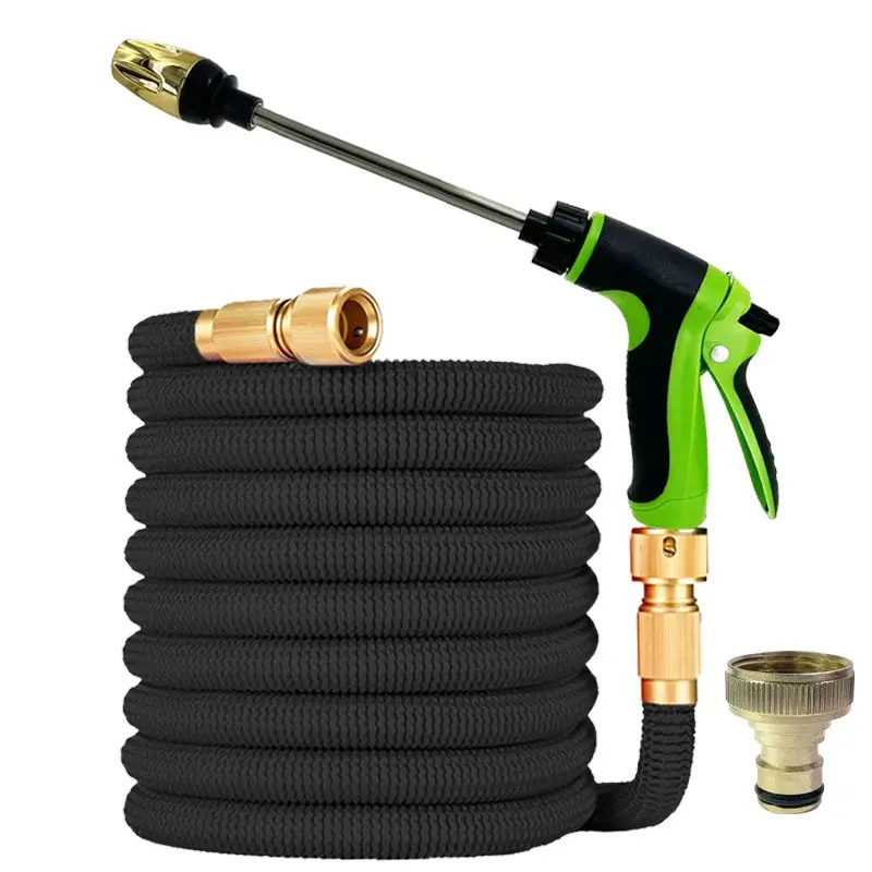 Expandable Magic Garden Hose Kit, 3x Stretch Retractable Flexible Water Hose, Solid Brass Connectors, Car Washing, Wall Cleaning, Garden Irrigation