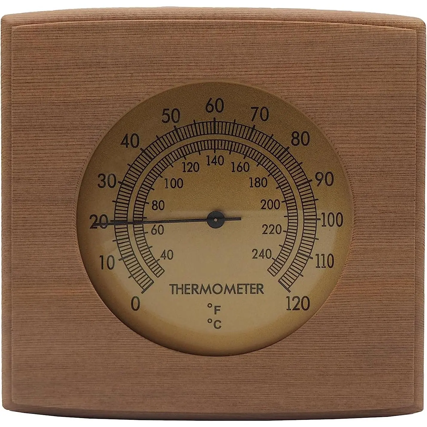 HSE Cedar  Thermometer - Mechanical Thermometer with Minimalist Design and Glass Dials