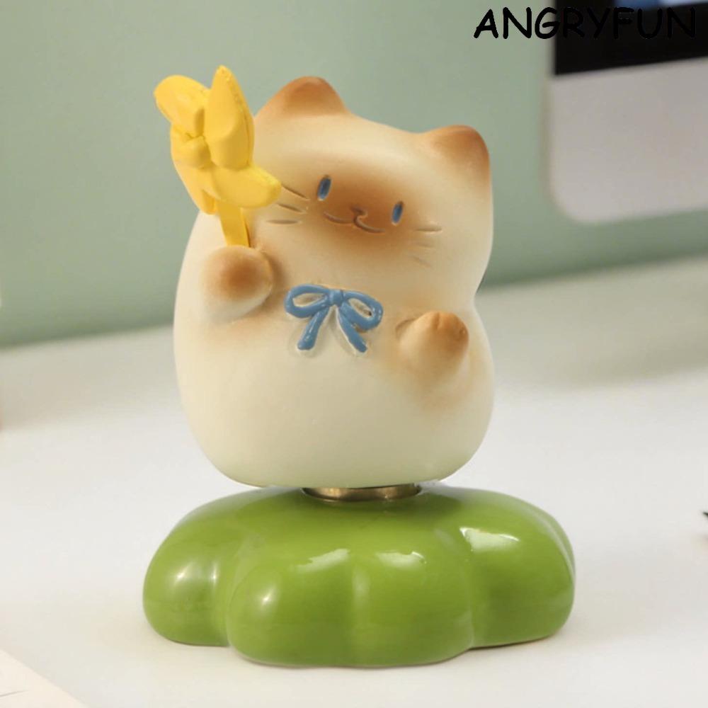 ANGRYFUN Cat PAI Rotating Blind Box Figure – Cute Siamese Cat Collectible Desk Figurine, Spinning Display Toy Gift for Girls and Collectors