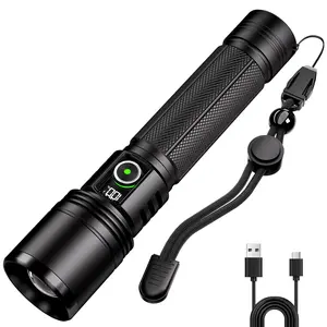 Adjustable Focus Bright Flashlight, Five Modes, Sos Strobe, 5000mah Battery, Type-C Fast Charge, Waterproof, Portable Edc Light