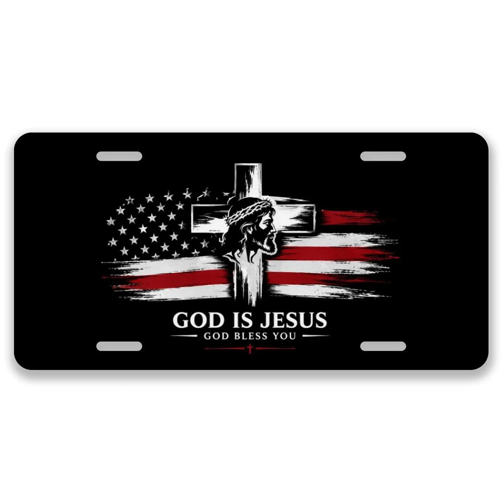 God Is Jesus License Plate,Long-term use,Car Decor- 12x6 In Front License Plate, – Made in USA, Car Truck Tag Humor Trucks & Cars, 4 Pre-Drilled Holes,Easy Installation,Perfect Gift Ideas