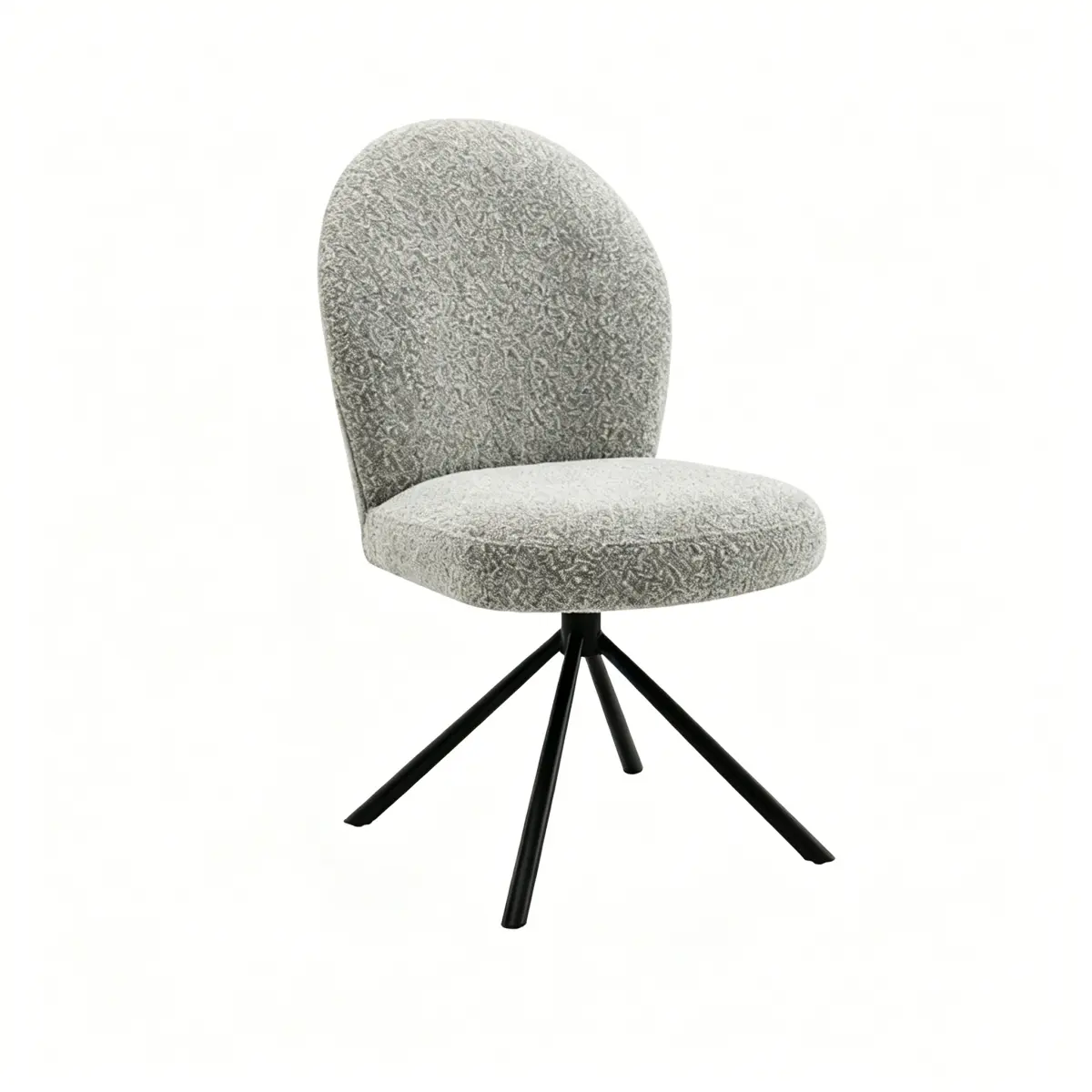 Lawton 2-Piece Ergonomic Swivel Dining Chairs Set - Gray Boucle Upholstery, Metal Base, 2-Piece Set for Coordinated Setup, Cafes Use, 20.00 in. x 26.00 in. x 36.00 in., 42lbs, Indoor Office Lounge Accent Chairs