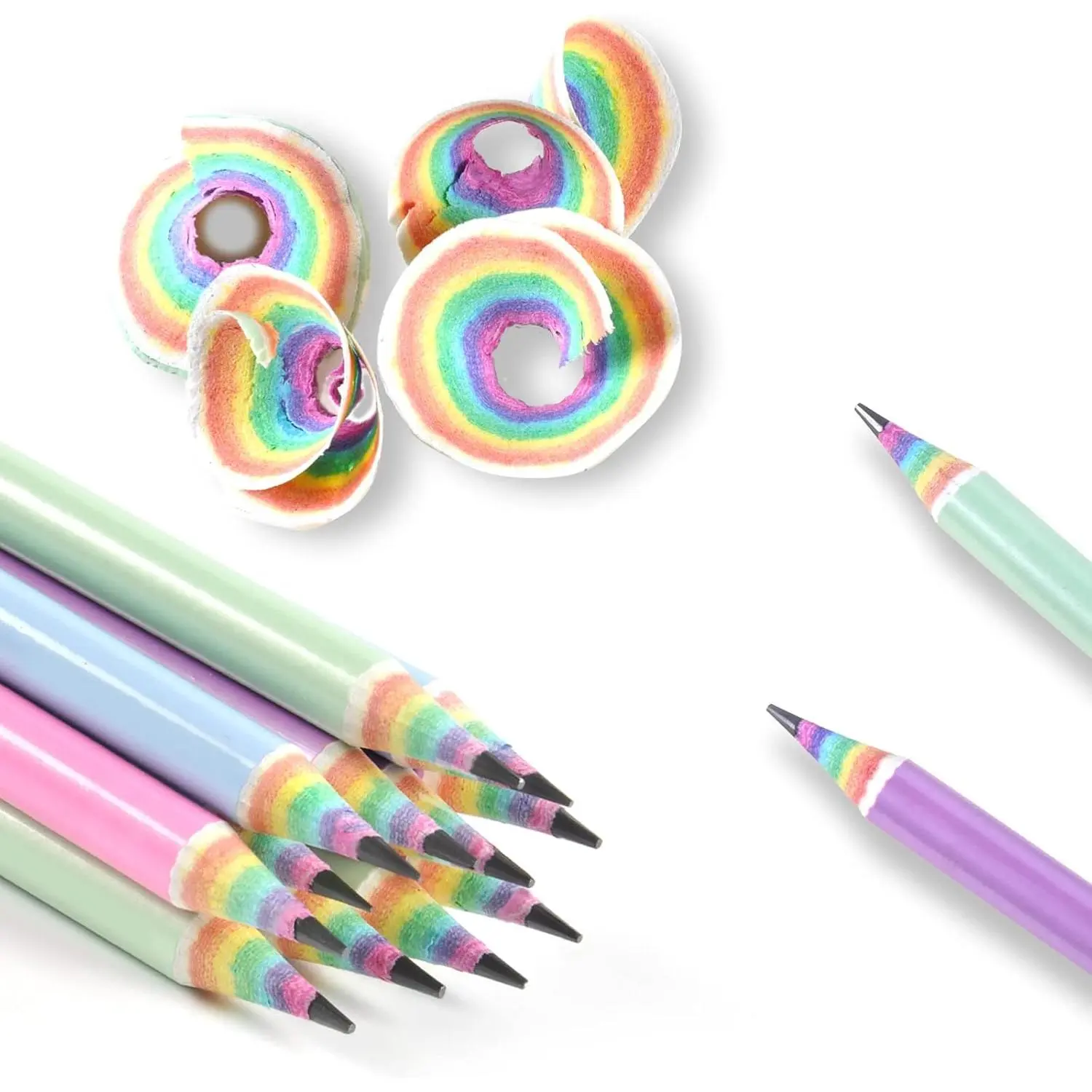 Pre-Sharpened Pencils#2 Eco Rainbow Paper Pencil for Kids Cute Number 2 Pencils with Erasers for School, Writing,12 Count