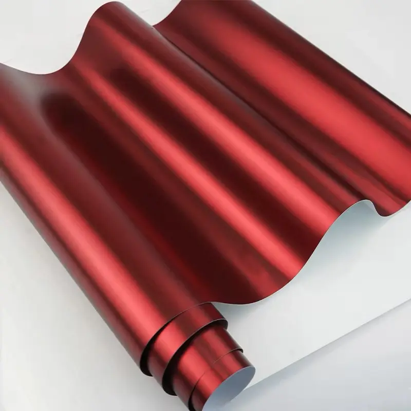 Premium Matte Ghost Romanee Red Chrome Metallic Vinyl Wrap Film With Air Release Self Adhesive Car Motorcycle Sticker Decal Vinyl Wrap For Cars