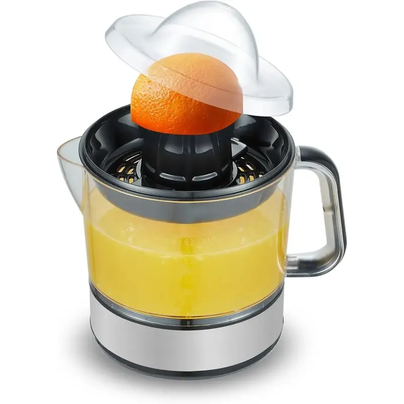 Slow Juicer Machine, Compact Slow Cold-Pressed Electric Juice Extractor with Auto Reversing, 24oz Large Volume, Pulp Control, Easy Pour Spout, Black/Stainless Steel for Oranges, Lemons, Slow Cold Pressed Juicer
