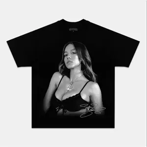 Retro Sydney Sweeney Hollywood Actress Grayscale Bust Portrait Hand Signature Full Front Graphic Vintage Black Oversized Heavyweight Cotton Streetwear T-Shirt, Unisex Top, Ideal Gift for Sydney Sweeney Movie & Celebrity Fans