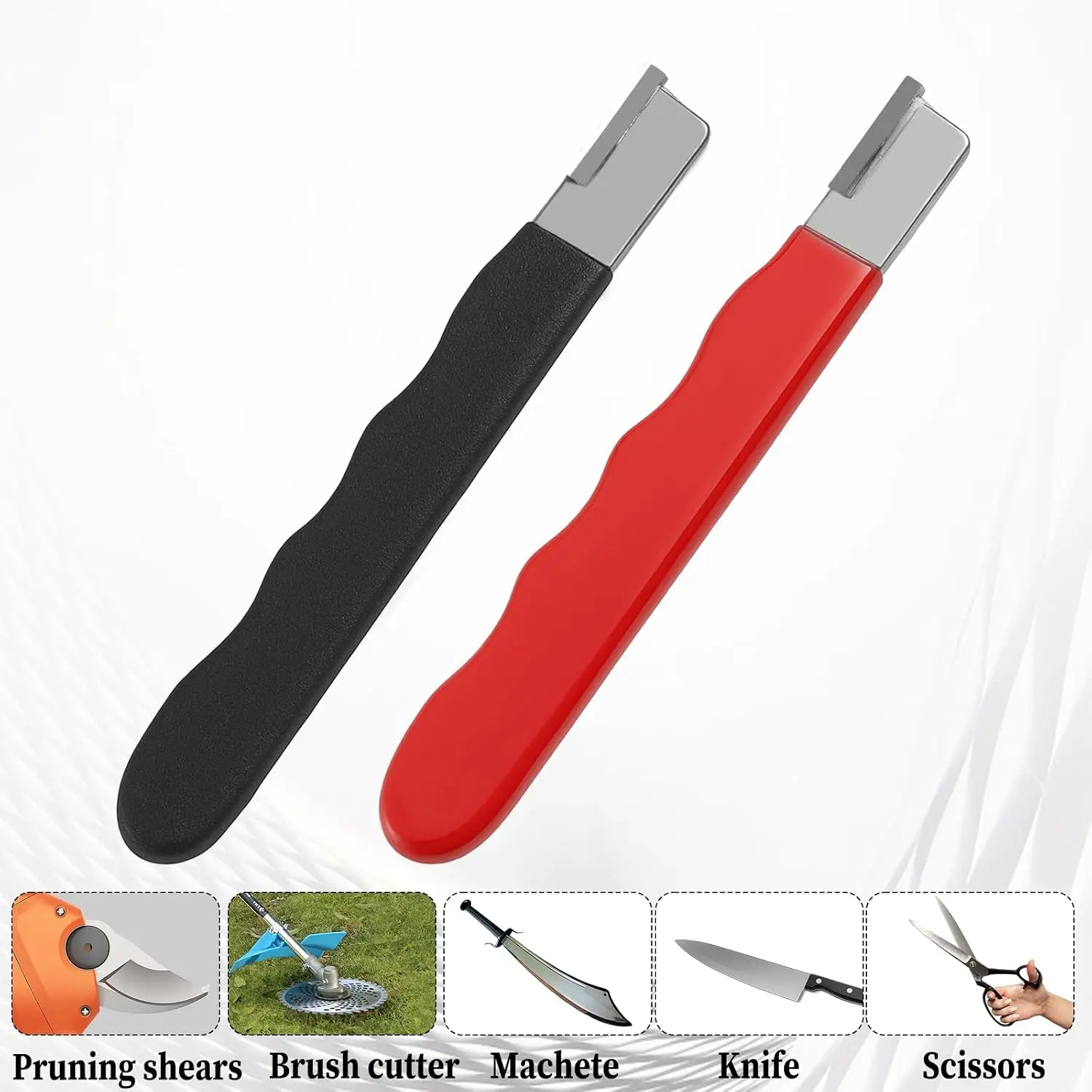 2Pcs Garden Tool Blade Sharpener, Pocket Portable Blade Sharpener for Garden Tools Multipurpose Usage Knife Sharpeners for Pruning Shears, Hedge Scissors, Clippers, Pocket Knives, and More (2, Red+Black)