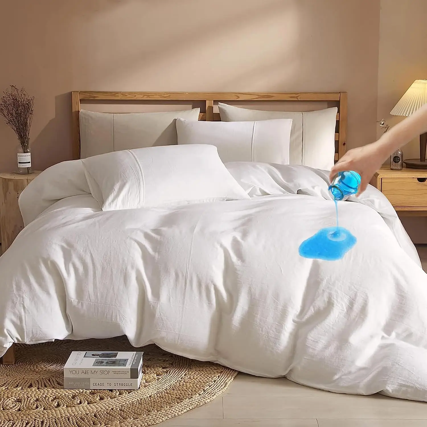 Waterproof Duvet Cover Washable&Reusable Breathable White Incontinence Duvet Protector Cover with Zipper Closure (Cal King)