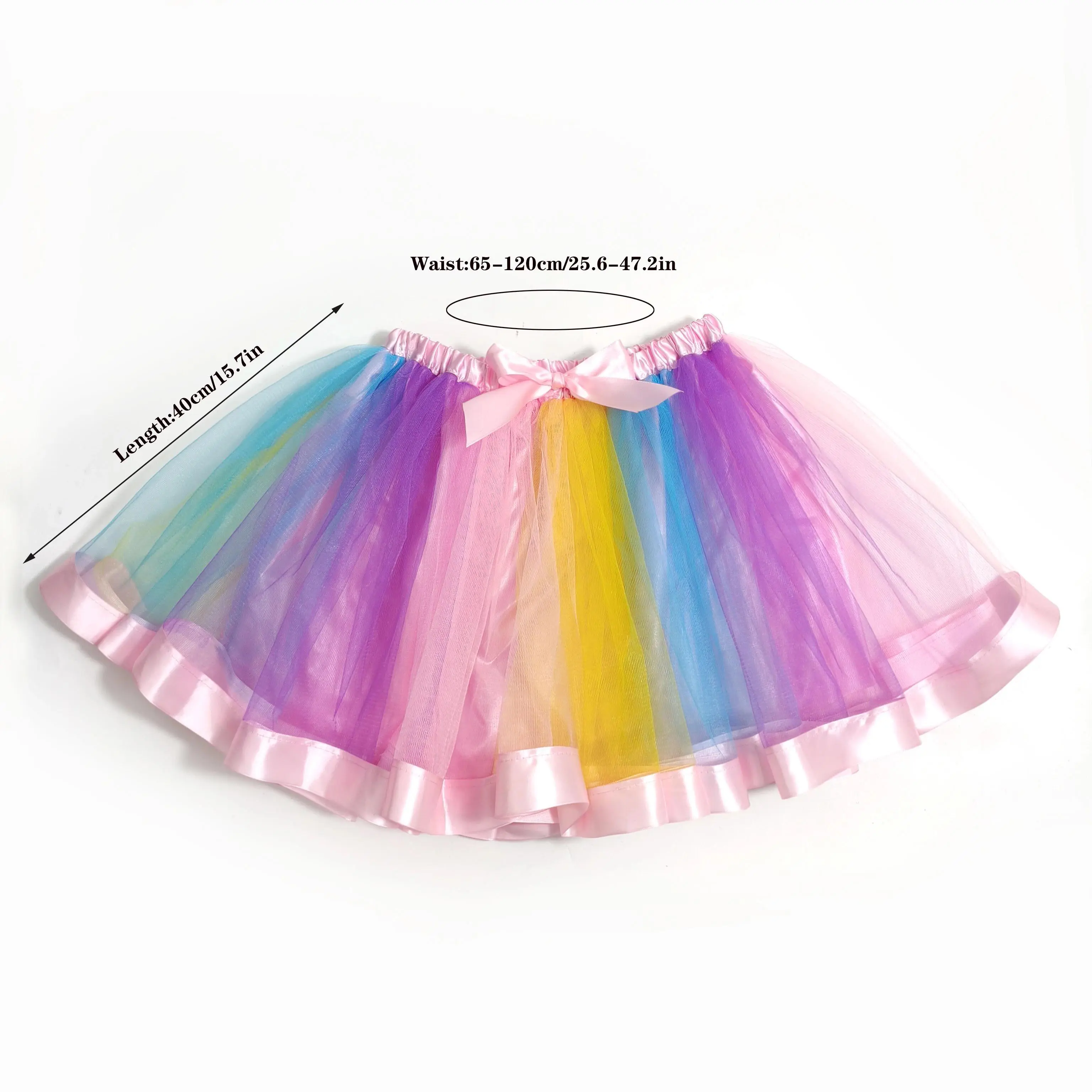 Adult Rainbow Merimaid Tutu Skirt Vibrant Tulle with Satin Trims Bow Perfect for Festivals Carnival Cosplay Parties Dress Up